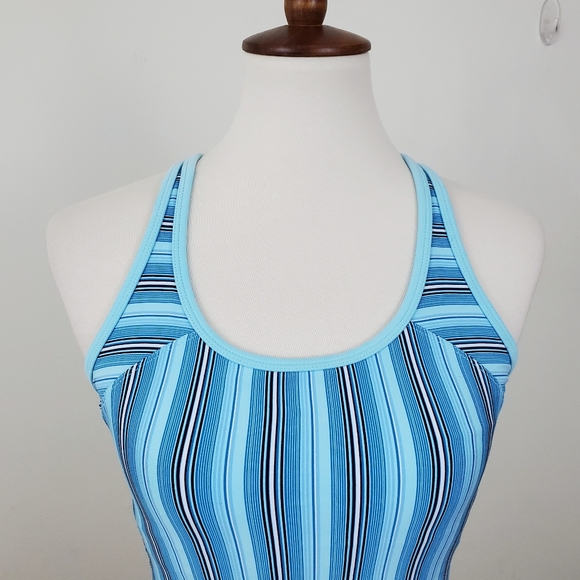 Nike Dri Fit Striped Mesh Back Athletic Crop Tank - Picture 2 of 13